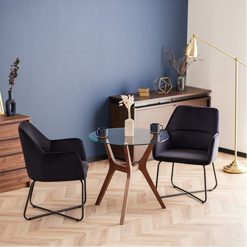 ダイニングチェア 2脚セット 肘付き ルクス