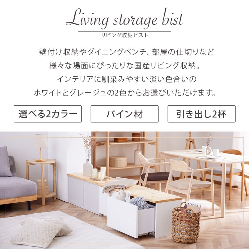 ベンチ収納 ダイニングベンチ 90cm 120cm 日本製 ビスト