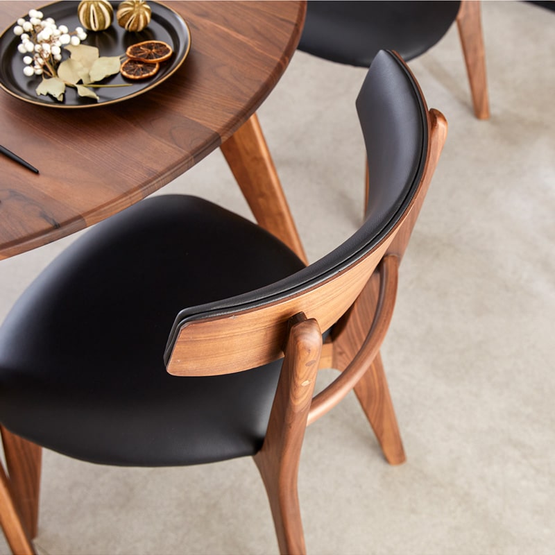 ダイニングチェア 2脚セット 肘なし ウォールナット ヘリオス