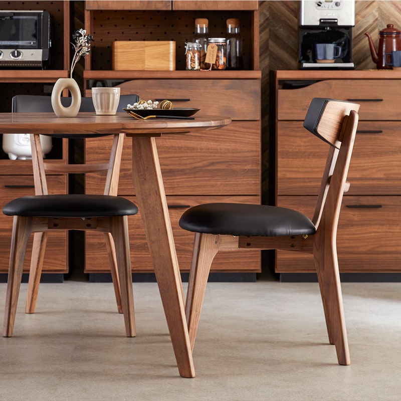 ダイニングチェア 2脚セット 肘なし ウォールナット ヘリオス