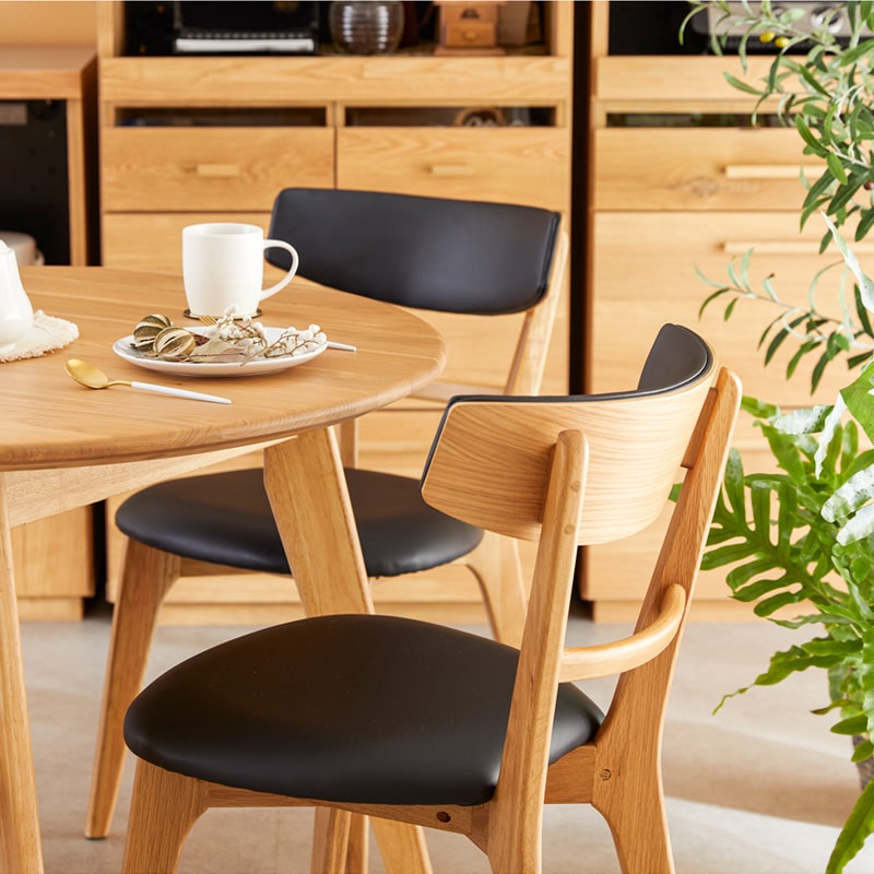 ダイニングチェア 2脚セット 肘なし オーク ヘリオス