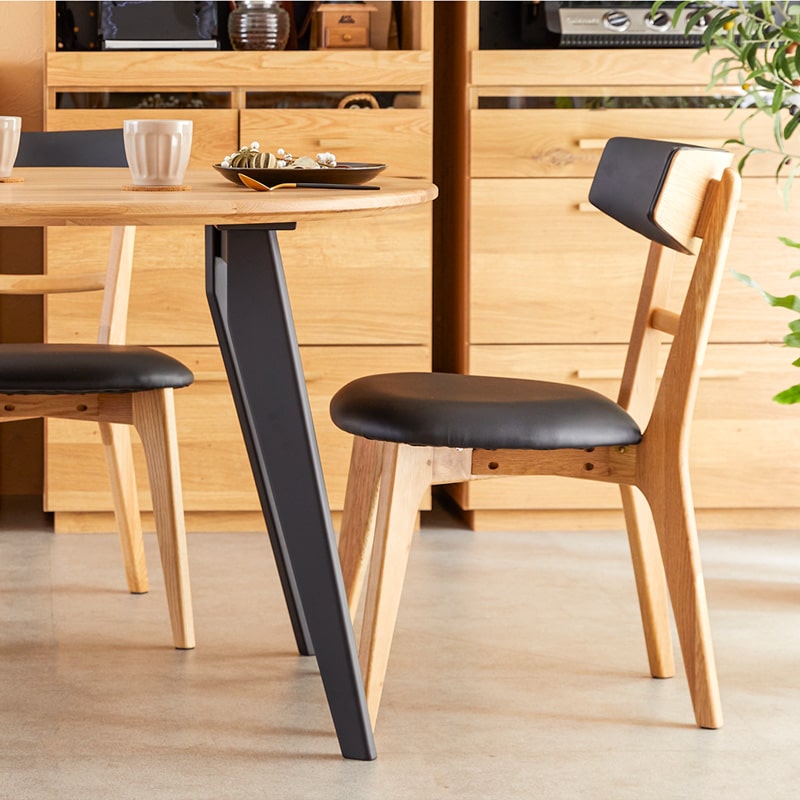 ダイニングチェア 2脚セット 肘なし オーク ヘリオス