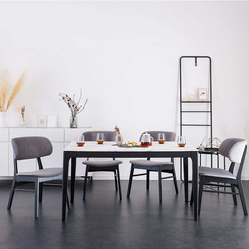 ダイニングテーブル 単品 135cm 4人掛け 大理石調 WH/BK ノーブル