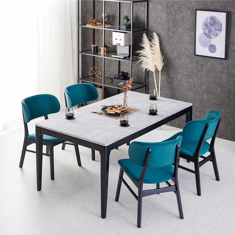 ダイニングテーブル 単品 160cm 4人掛け モルタル調 GY/BK ノーブル