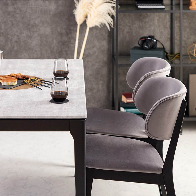 ダイニングチェア 2脚セット 肘なし ファブリック ノーブル