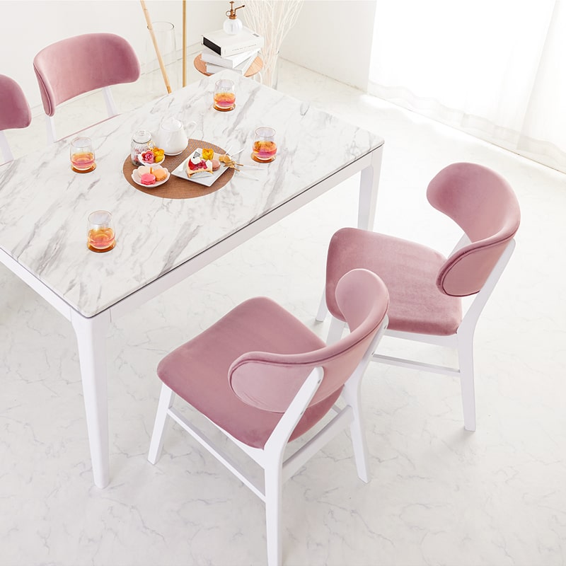 ダイニングチェア 2脚セット 肘なし ファブリック ノーブル