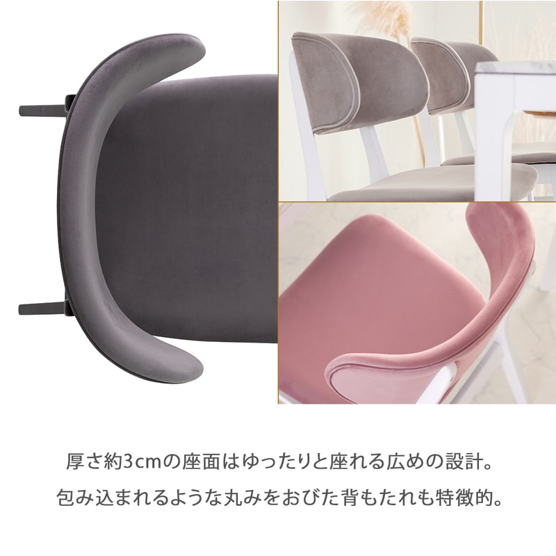 ダイニングチェア 2脚セット 肘なし ファブリック ノーブル