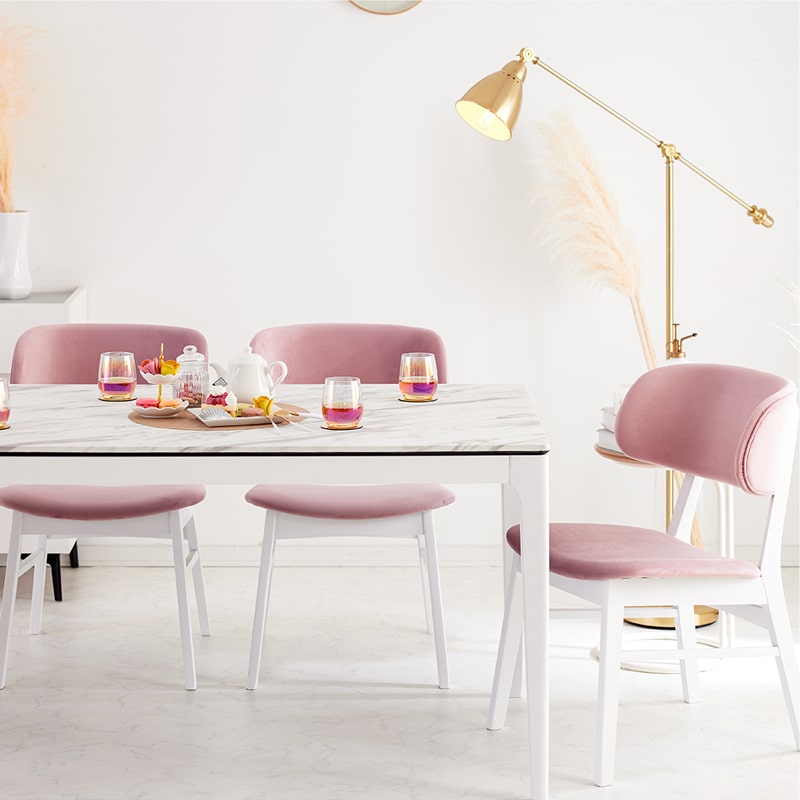 ダイニングチェア 2脚セット 肘なし ファブリック ノーブル