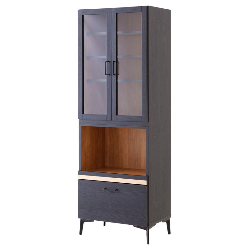 キッチンボード レンジ台 60cm 黒 脚付き 日本製 大川家具 ニュイ