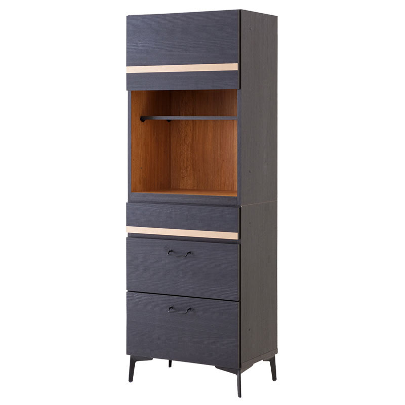 キッチンボード 食器棚 60cm 黒 脚付き 日本製 大川家具 ニュイ