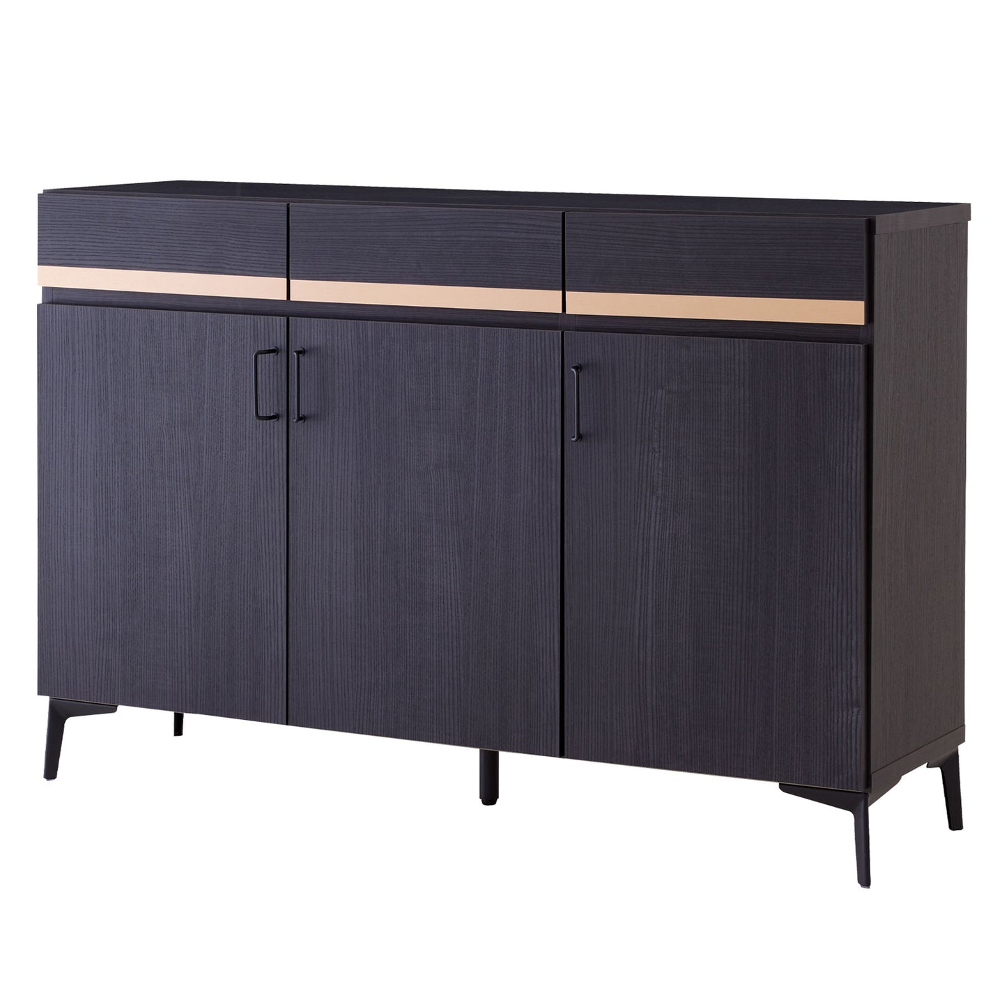 サイドボード キャビネット 135cm 黒 脚付き 日本製 大川家具 ニュイ