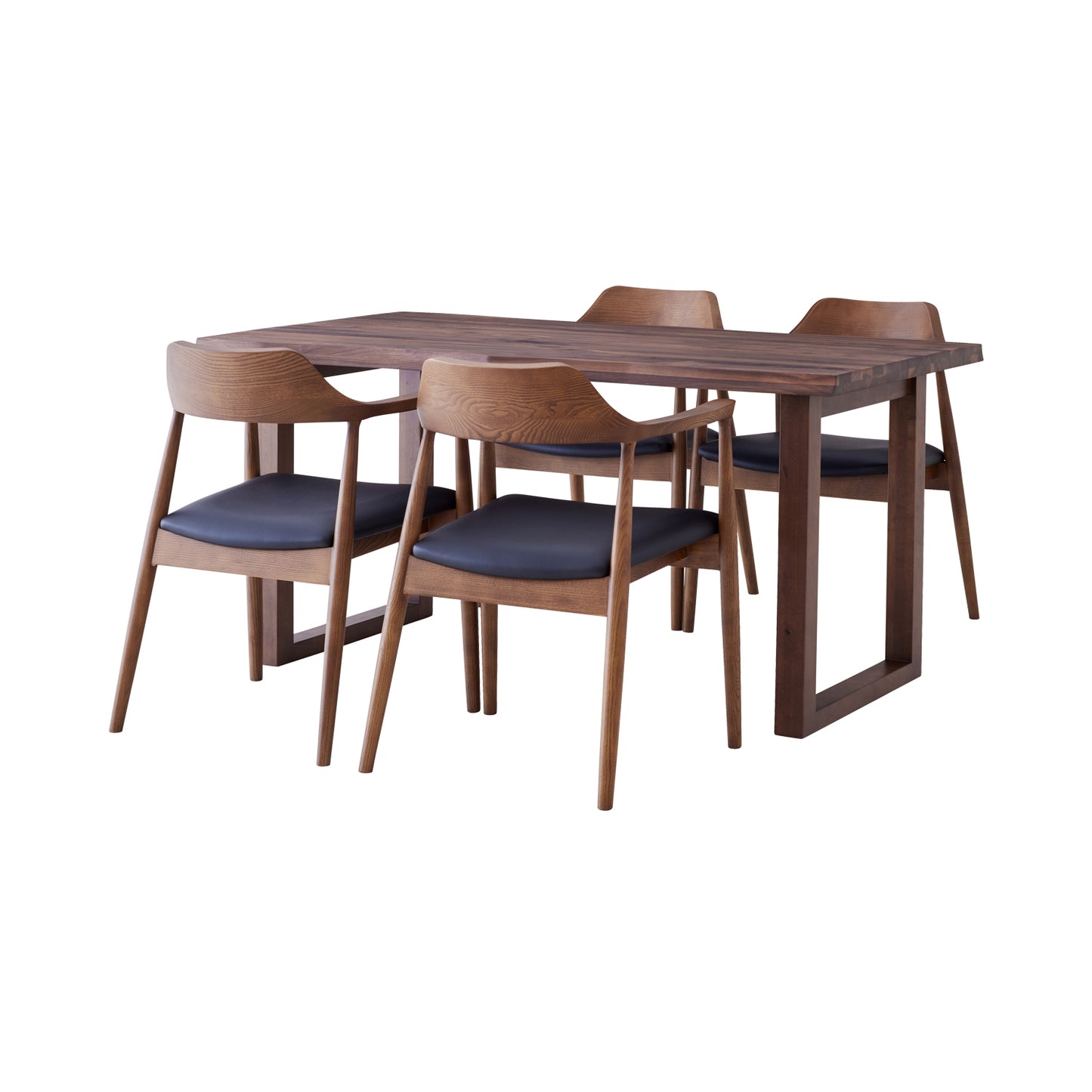 ダイニングセット 145cm 5点セット 4人掛け ウォールナット マドラスR