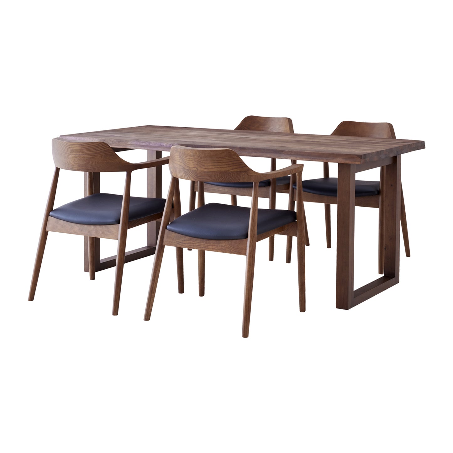 ダイニングセット 165cm 5点セット 4人掛け ウォールナット マドラスR