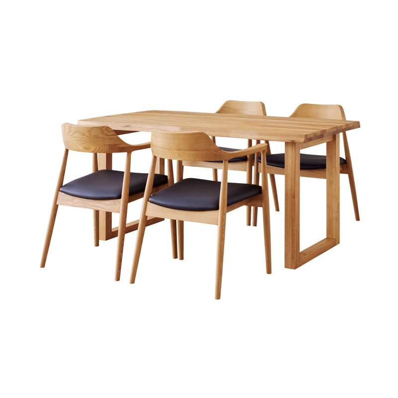 ダイニングセット 145cm 5点セット 4人掛け オーク マドラスR