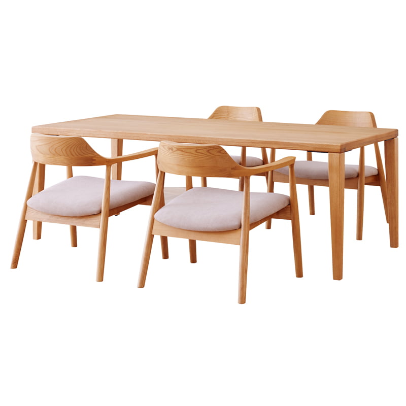 ダイニングセット ロータイプ 180cm 5点セット 4人掛け 木脚 バズ