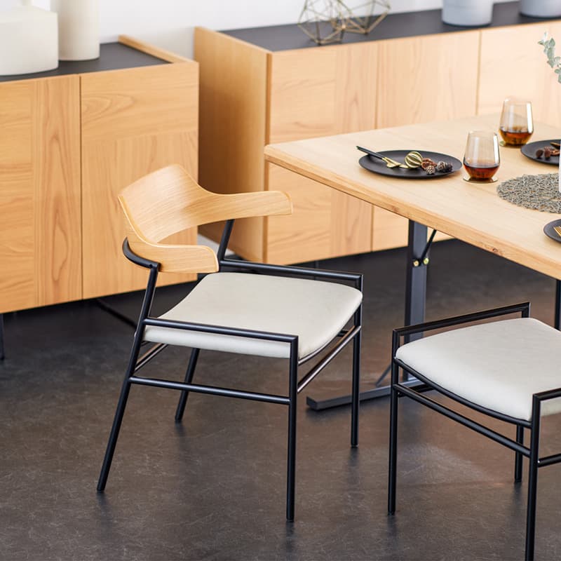 ダイニングチェア 1脚 単品 肘付き ペーパーコード FABレザー クロス