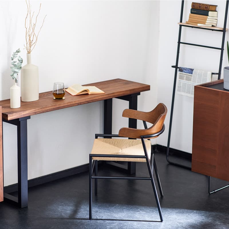 ダイニングチェア 1脚 単品 肘付き ペーパーコード FABレザー クロス