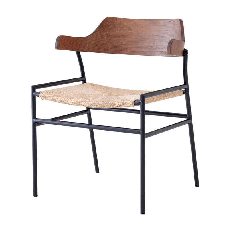 ダイニングチェア 1脚 単品 肘付き ペーパーコード FABレザー クロス