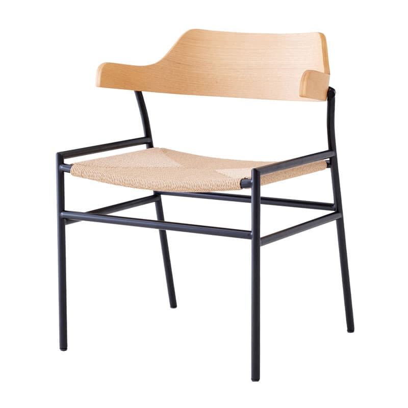 ダイニングチェア 1脚 単品 肘付き ペーパーコード FABレザー クロス