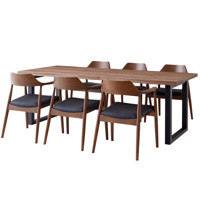【組立・設置付配送】 ダイニングセット 210cm 7点セット 6人掛け ウォールナット マドラスA