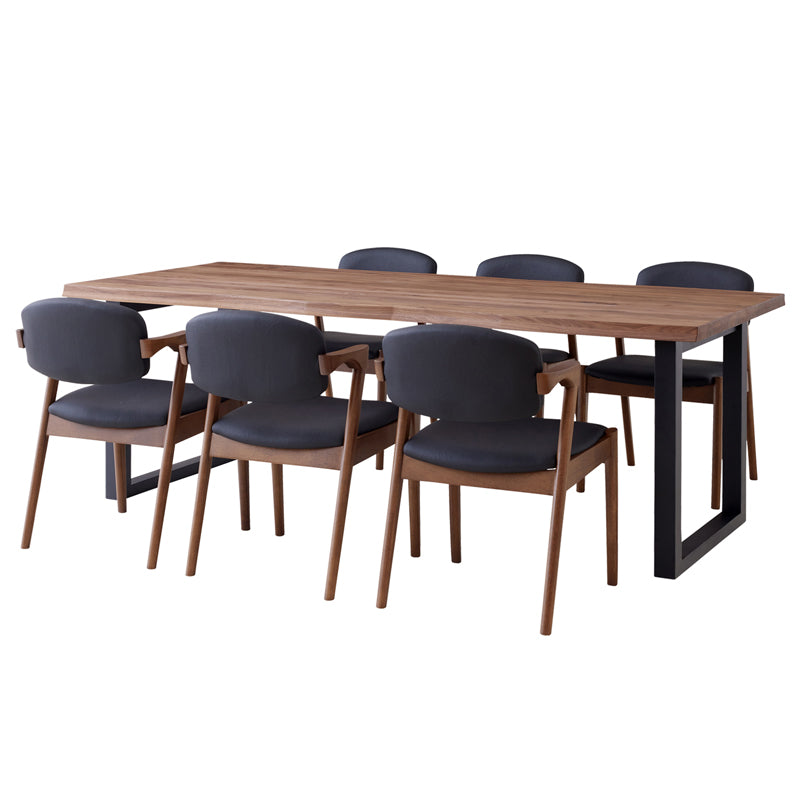 【組立・設置付配送】 ダイニングセット 210cm 7点セット 6人掛け ウォールナット マドラスA