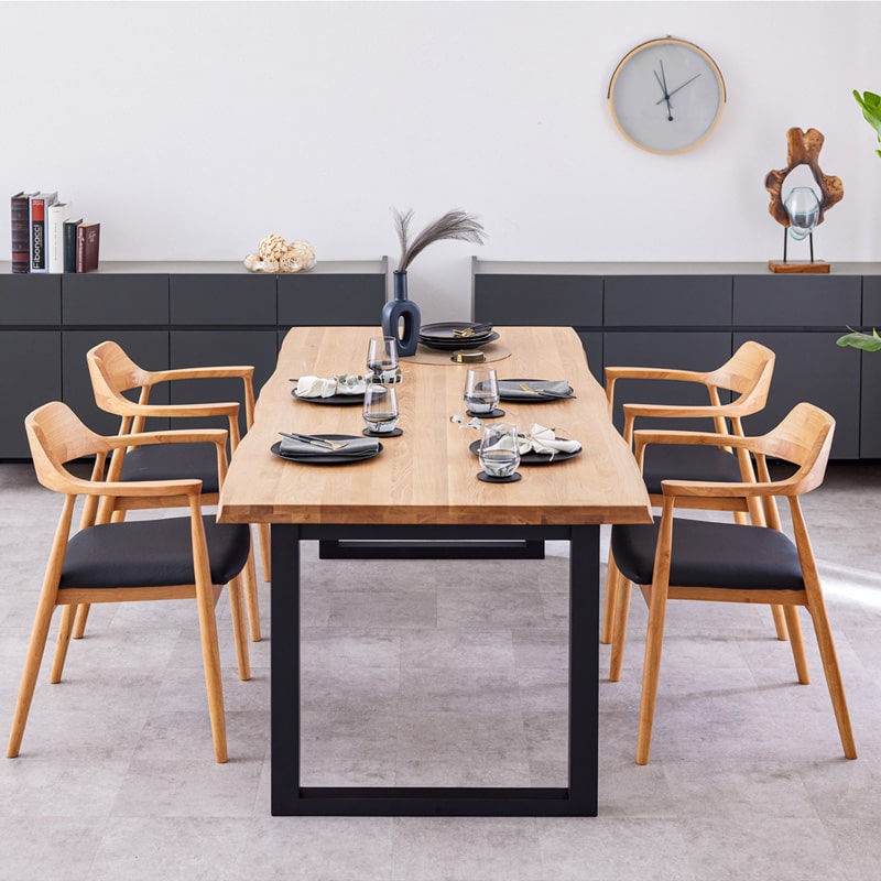 ダイニングチェア 2脚セット 肘付き ブラック Rチェア