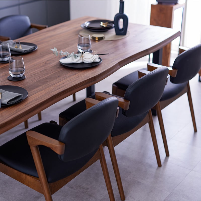 ダイニングチェア 2脚セット 肘付き ブラック Aチェア