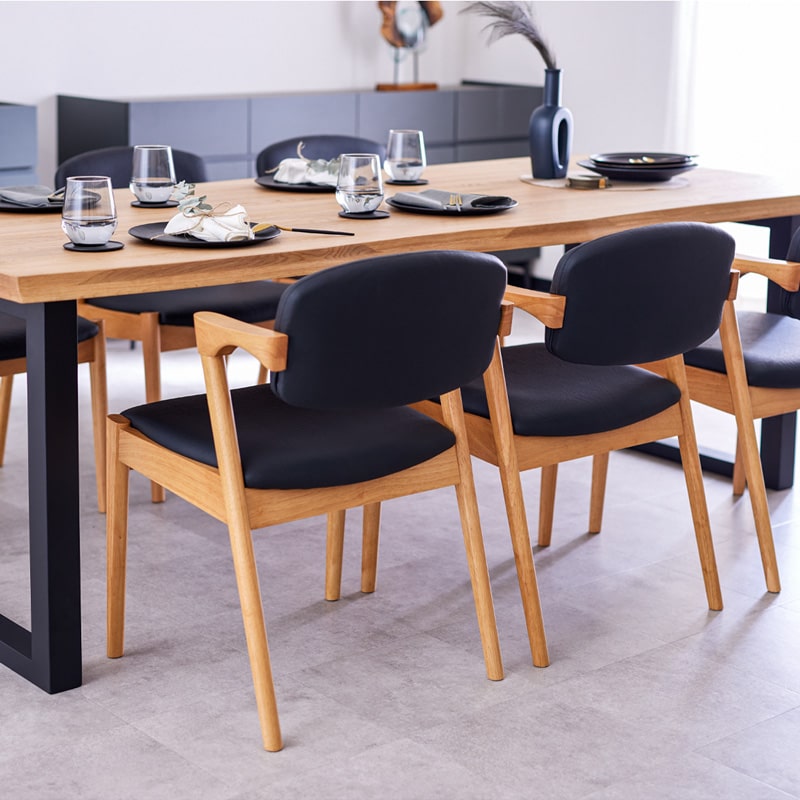 ダイニングチェア 2脚セット 肘付き ブラック Aチェア