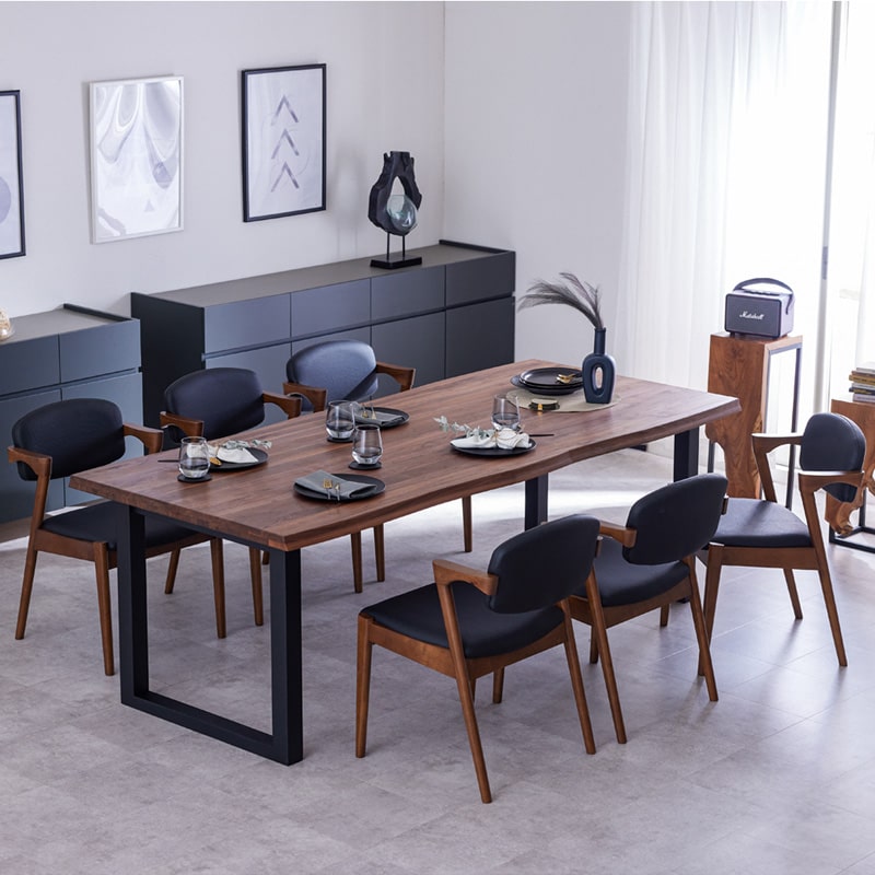 ダイニングチェア 2脚セット 肘付き ブラック Aチェア