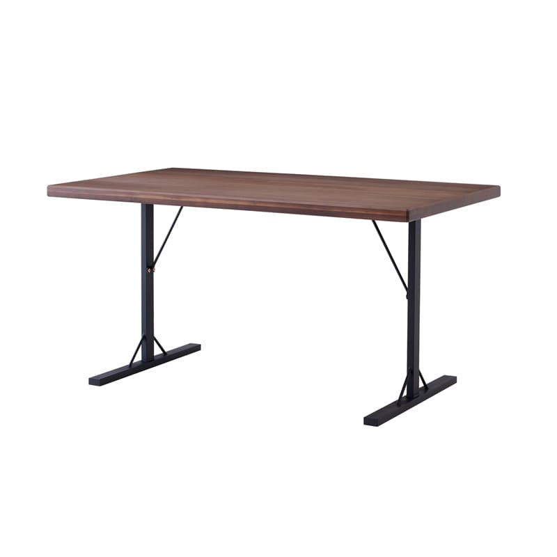 ダイニングテーブル 単品 135cm 4人掛け ウォールナット アイアン ロの字脚/T脚 バズ