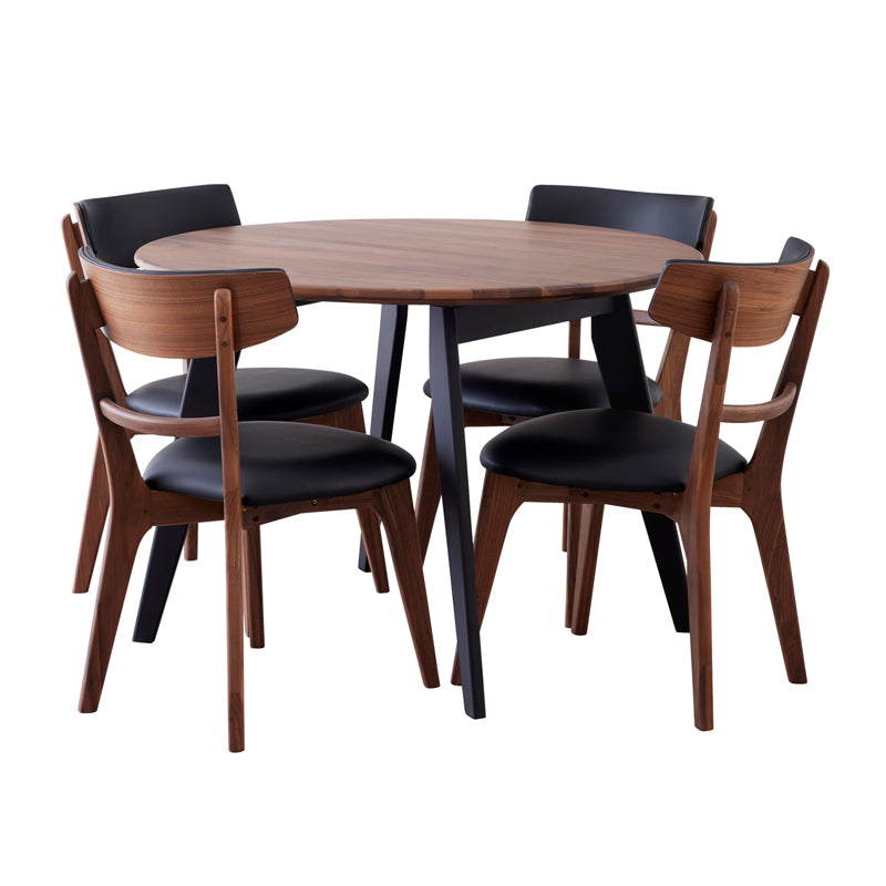 ダイニングセット 100cm 円形 5点セット 4人掛け ウォールナット カインドC