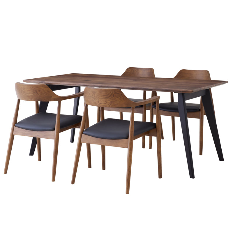 ダイニングセット 165cm 5点セット 4人掛け ウォールナット カインドAR
