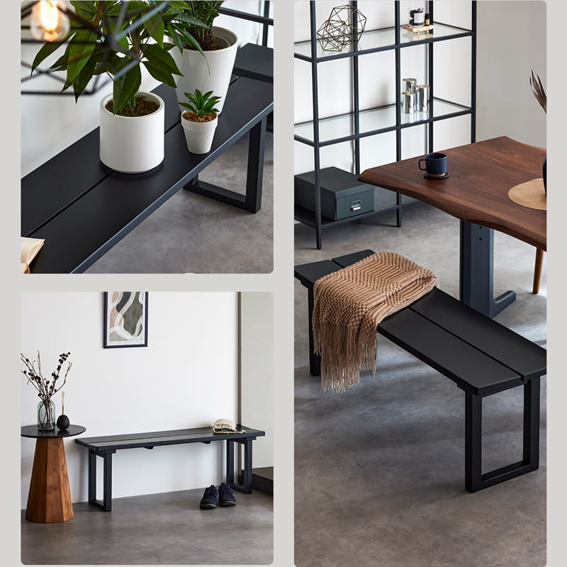 ダイニングベンチ 125cm 2人掛け 単品 ブラック マドラス