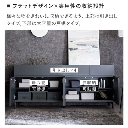 【組立・設置付配送】  サイドボード キャビネット 180cm 脚付き 日本製 大川家具 マット2