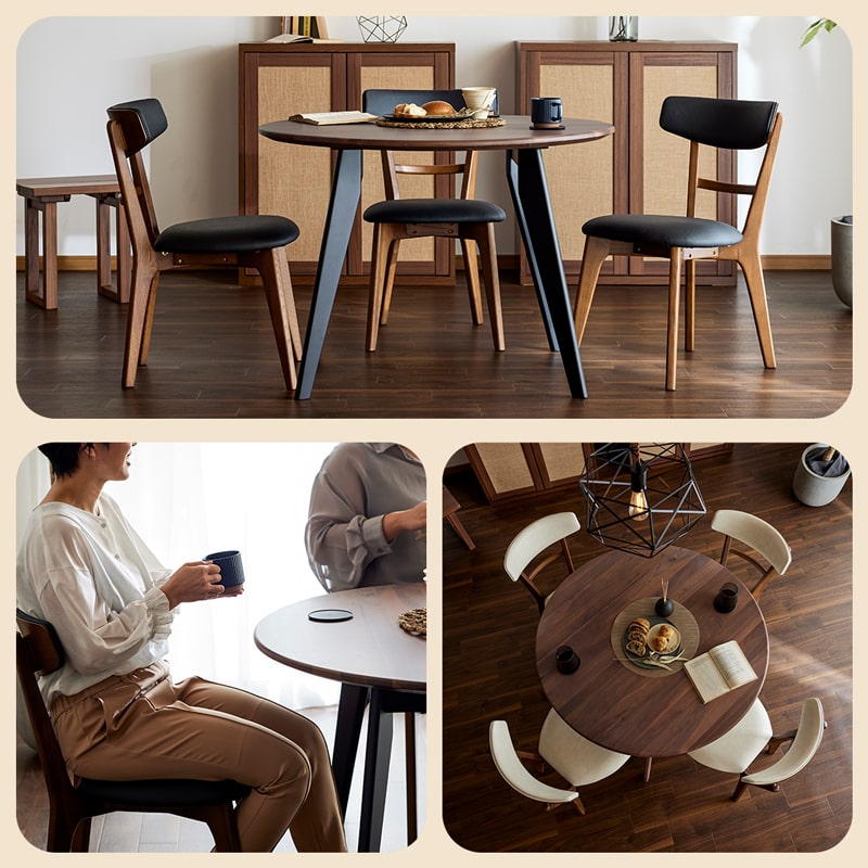 ダイニングセット 丸 100cm 5点セット 4人掛け ウォールナット カインドC Hチェア