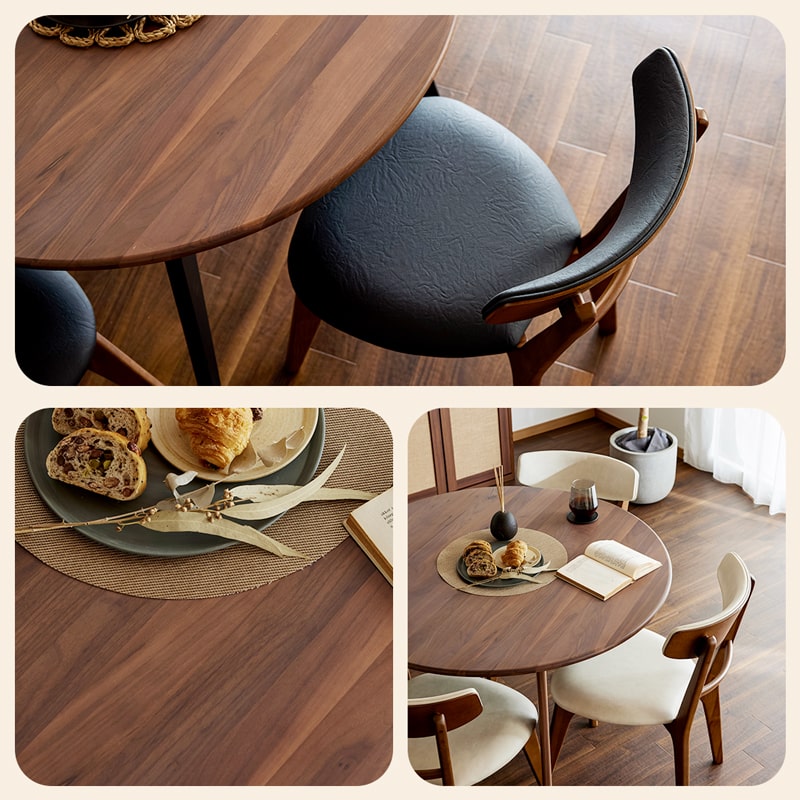 ダイニングセット 丸 100cm 5点セット 4人掛け ウォールナット カインドC Hチェア