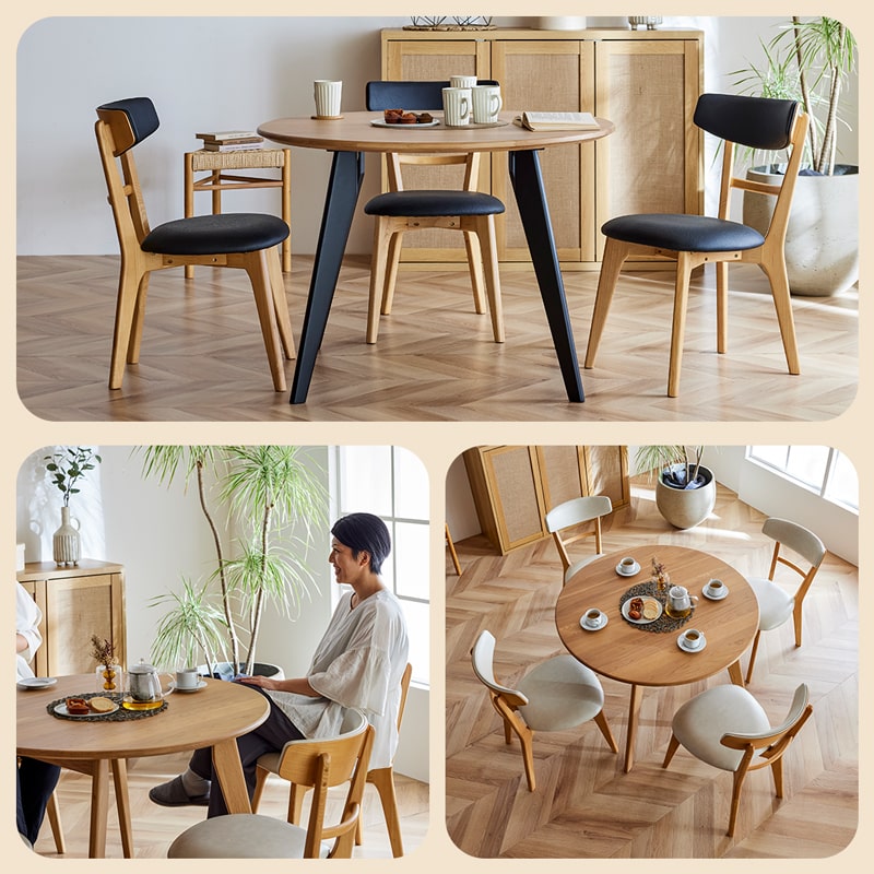 ダイニングセット 丸 100cm 5点セット 4人掛け オーク カインドC Hチェア