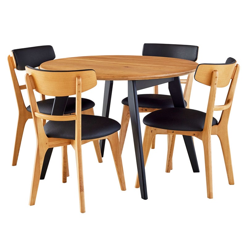 ダイニングセット 丸 100cm 5点セット 4人掛け オーク カインドC Hチェア
