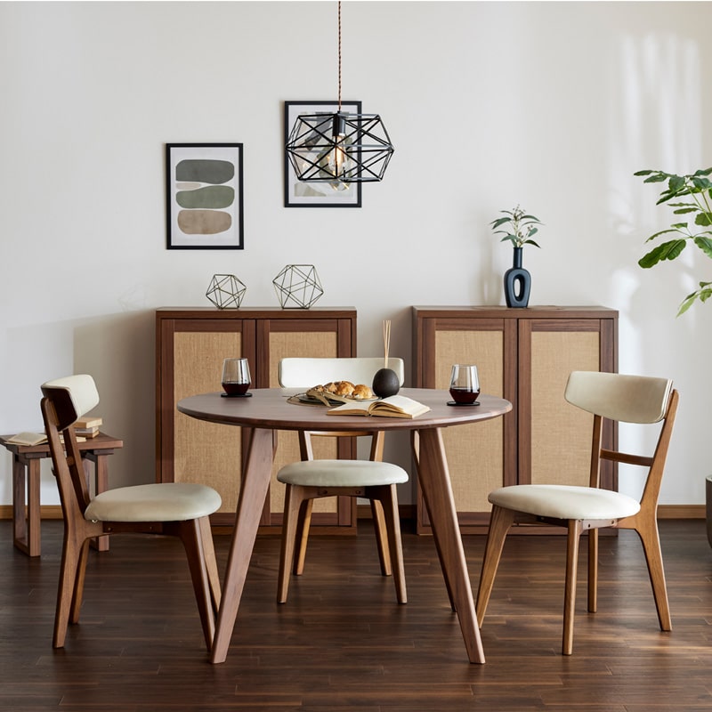 ダイニングチェア 2脚セット 無垢材 肘無し ブラック アイボリー  Hチェア