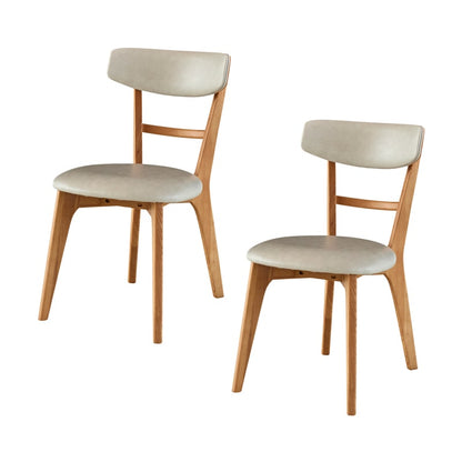 ダイニングチェア 2脚セット 無垢材 肘無し ブラック アイボリー  Hチェア