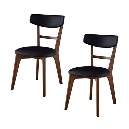 ダイニングチェア 2脚セット 無垢材 肘無し ブラック アイボリー  Hチェア