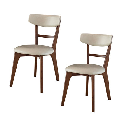 ダイニングチェア 2脚セット 無垢材 肘無し ブラック アイボリー  Hチェア