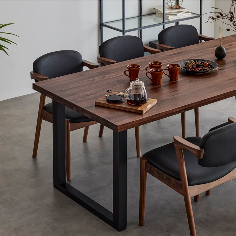 【組立・設置付配送】 ダイニングテーブル 210cm 単品 6人 食卓テーブル ウォールナット シモワ