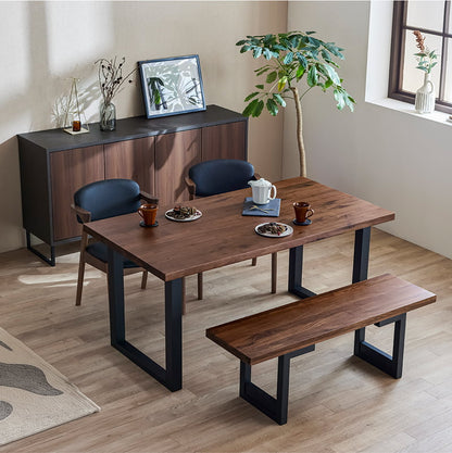 ダイニングセット 150cm 4点セット 4人 チェア ベンチ ウォールナット シモワ