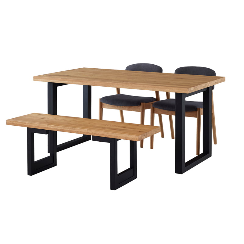 ダイニングセット 150cm 4点セット 4人 チェア ベンチ オーク シモワ
