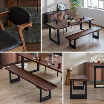 【組立・設置付配送】 ダイニングセット 210cm 4点セット チェア ベンチ ウォールナット シモワ
