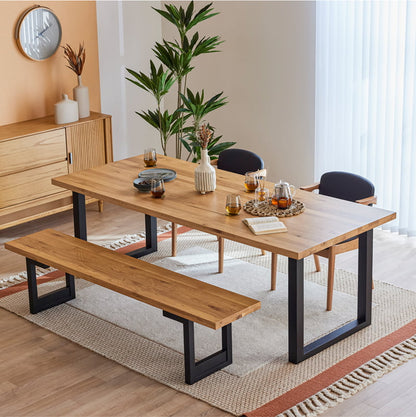【組立・設置付配送】 ダイニングセット 210cm 4点セット チェア ベンチ オーク シモワ