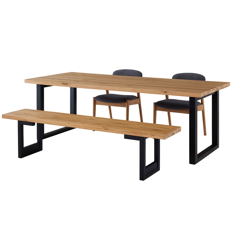 【組立・設置付配送】 ダイニングセット 210cm 4点セット チェア ベンチ オーク シモワ